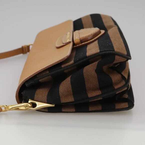 PRADA Shoulder Bag Canvas Brown Gold Auth - Picture 3 of 16